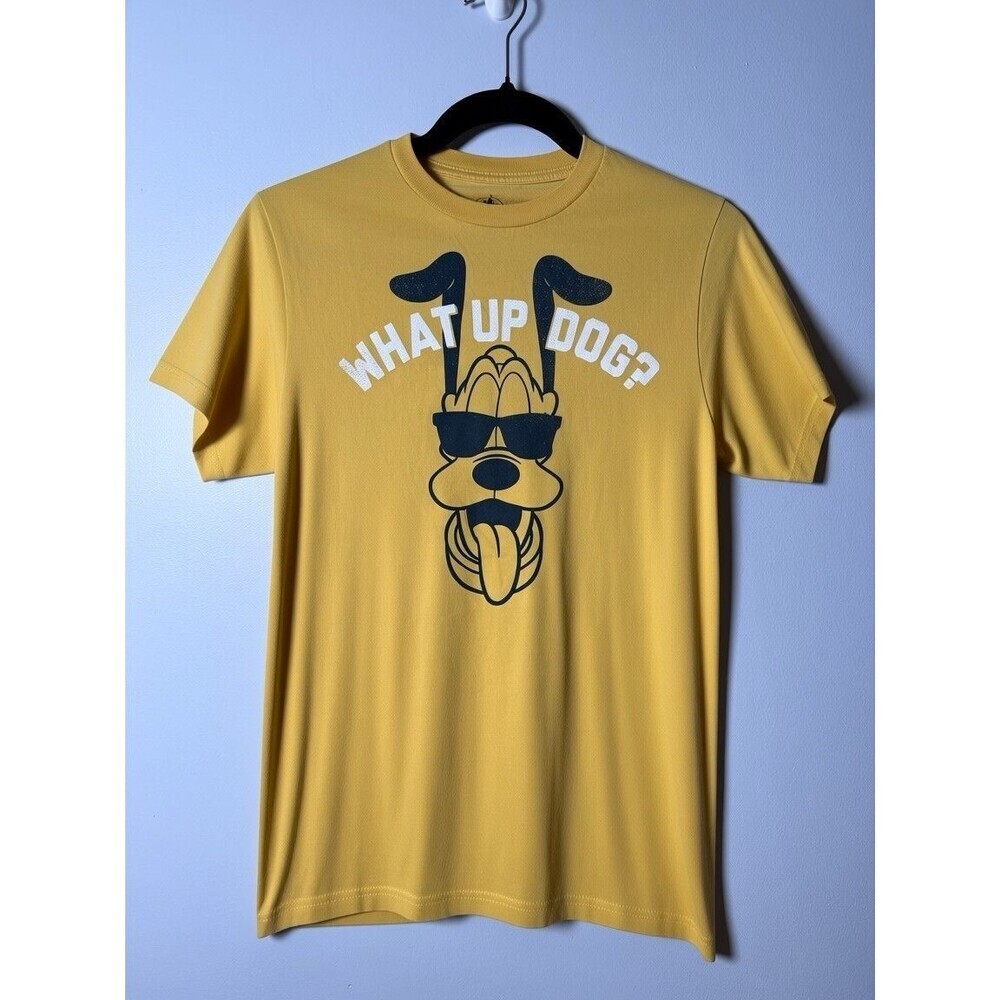 Disney Parks Men’s Small Pluto Graphic Tee Yellow | Mustard Cotton Shirt